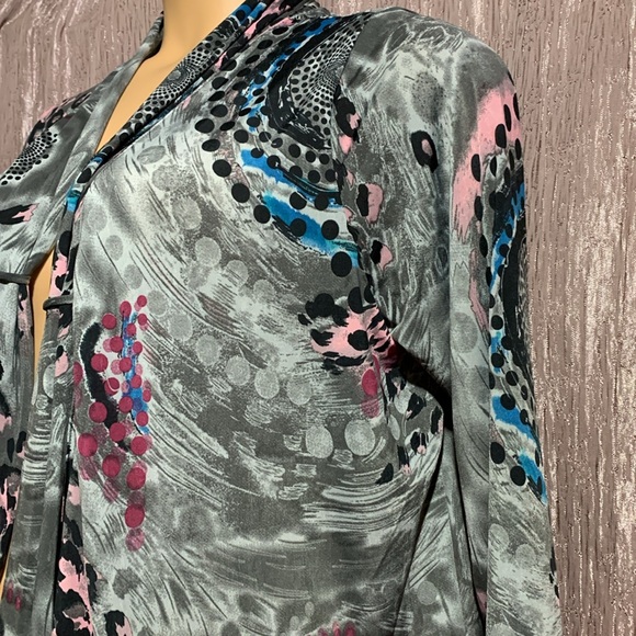 aDRESSing Woman Sweater Cardigan XL Short Animal Pring Gray Pink NWT Polyester - Picture 9 of 16